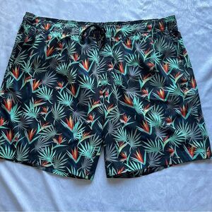 MeUndies Green and Orange Swim Trunks Vibrant Tropical Design men’s size 3x nwot
